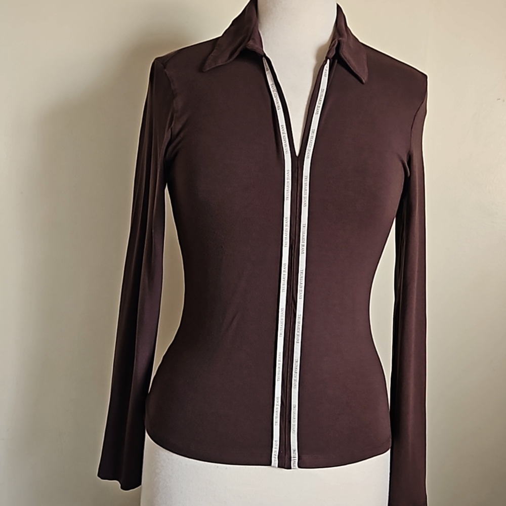 Trussardi crop shirt long sleeves brown size like small